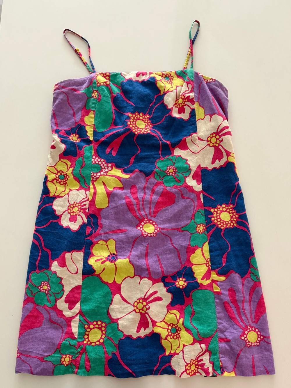 EUC GAP Linen-Blend Floral Mini Dress in Pink, Purple, Blue &Green - Size Medium